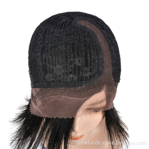Tuneful human hair natural black short length unprocessed factory price 100% Brazilian lace front wigs best sell for black women